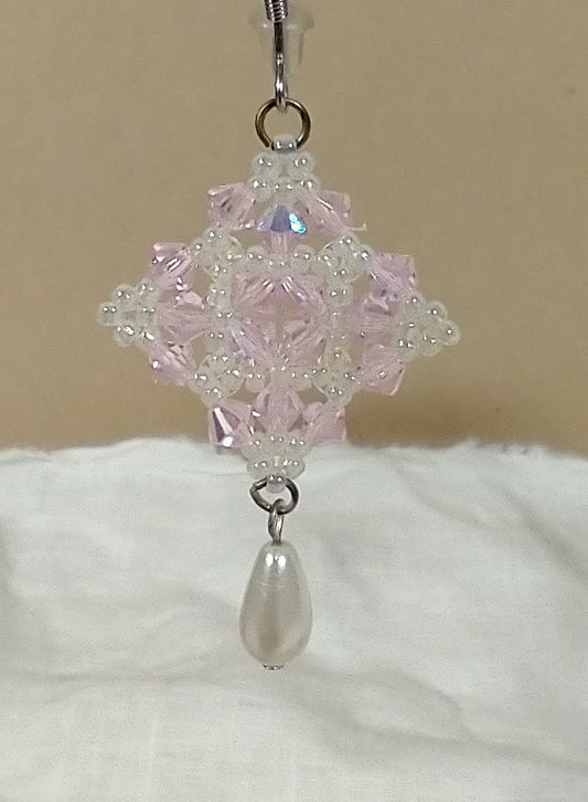 Pink and White Teardrop Pearl Earrings